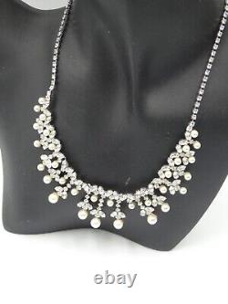 Vintage Christian Dior Germany diamante collar pearl necklace 15