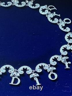 Vintage Christian Dior crystal logo necklace