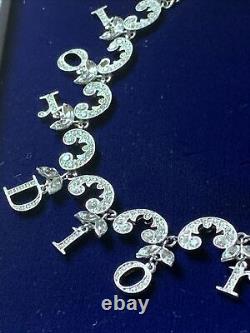 Vintage Christian Dior crystal logo necklace