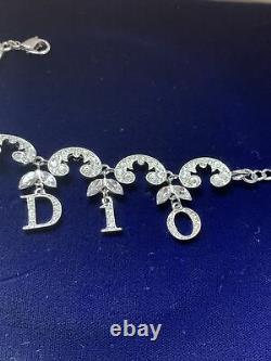 Vintage Christian Dior crystal logo necklace