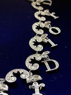 Vintage Christian Dior crystal logo necklace