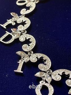 Vintage Christian Dior crystal logo necklace