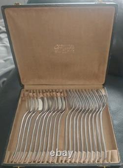 Vintage Christofle Paris Silver Plate Forks (10) & Spoons (10) Original Case VGC Vintage Christofle Paris Silver Plate Forks (10) & Spoons (10) Original Case VGC