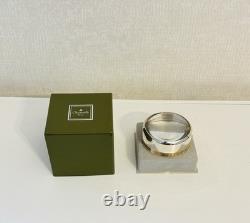 Vintage Christofle Silver Plate & Gold Ribbed Band Desk Magnifier withOriginal Box