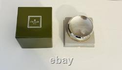 Vintage Christofle Silver Plate & Gold Ribbed Band Desk Magnifier withOriginal Box