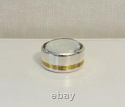Vintage Christofle Silver Plate & Gold Ribbed Band Desk Magnifier withOriginal Box