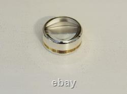 Vintage Christofle Silver Plate & Gold Ribbed Band Desk Magnifier withOriginal Box