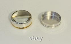 Vintage Christofle Silver Plate & Gold Ribbed Band Desk Magnifier withOriginal Box