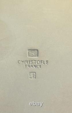 Vintage Christofle Silver Plate & Gold Ribbed Band Desk Magnifier withOriginal Box