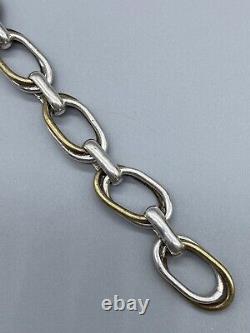 Vintage Chunky Cable Link 925 Sterling Silver & Gold Plated Mexico Bracelet