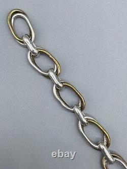 Vintage Chunky Cable Link 925 Sterling Silver & Gold Plated Mexico Bracelet