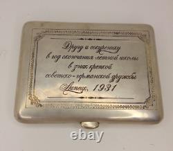 Vintage Cigarette Case Silver Plated Pilot Plane Military Russian Box Sing 1931