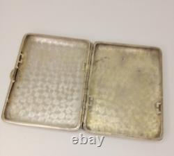 Vintage Cigarette Case Silver Plated Pilot Plane Military Russian Box Sing 1931