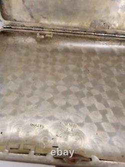 Vintage Cigarette Case Silver Plated Pilot Plane Military Russian Box Sing 1931