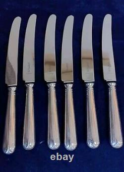 Vintage Cooper Bros Old English Pip Pattern Set 6 Dinner Knives Silver Plated