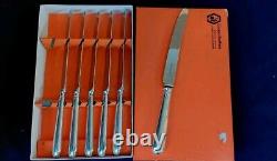 Vintage Cooper Bros Old English Pip Pattern Set 6 Dinner Knives Silver Plated