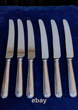 Vintage Cooper Bros Old English Pip Pattern Set 6 Dinner Knives Silver Plated