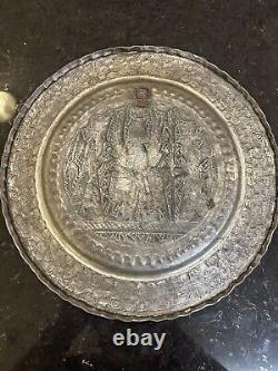 Vintage Copper Hand Etched Persepolis Islamic Tray Ghalamzani 12 Wall Art Plate