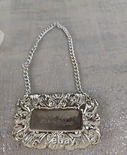 Vintage Crystal Decanter & 6 Whisky Glasses Cut Glass Silver Plated Whiskey Tag
