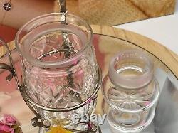 Vintage Cut Glass Pickle/Olive Jar with Silver Plated Stand and Fork
