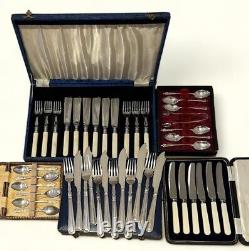 Vintage Cutlery Bundle EPNS & Steel 5x Sets in Original Boxes 43 pcs NB2.4