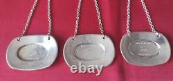 Vintage DECANTER LABEL SET x6 IANTHE Silver plated Original packaging Great Gift