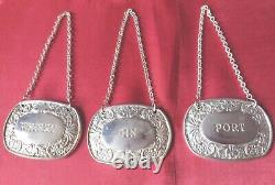 Vintage DECANTER LABEL SET x6 IANTHE Silver plated Original packaging Great Gift