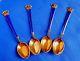 Vintage Danish Gold Plated Sterling Silver And Enamel Spoons By Egon Lauridsen