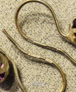 Vintage Earrings Silver 875 Amethyst Women's Jewelry Russian Soviet Gold Plated