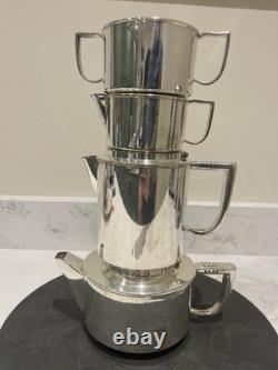 Vintage Easi Nest EPNS Stackable Tea Set Mid Century Modern English Silver Plat