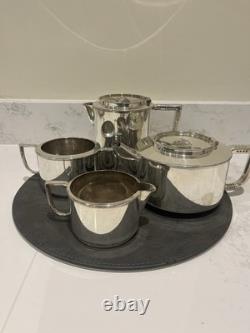 Vintage Easi Nest EPNS Stackable Tea Set Mid Century Modern English Silver Plat