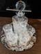 Vintage Edinburgh Crystal Continental Whiskey Set &Silver Plated Tray, New NOS