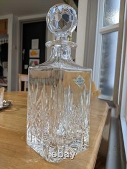 Vintage Edinburgh Crystal Continental Whiskey Set &Silver Plated Tray, New NOS