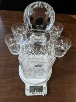 Vintage Edinburgh Crystal Continental Whiskey Set &Silver Plated Tray, New NOS