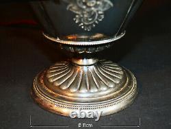Vintage Edwardian C1910 silver plated 3 handle urn shaped Royal Navy desk lamp