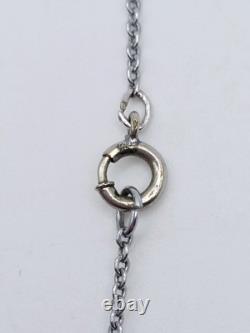 Vintage Edwardian Filigree Glass Lavalier Necklace Rhodium Plated Antique