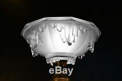 Vintage Edwardian silver plated lamp French Ezan Opalescent icicle glass shade