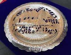 Vintage Egypt Egyptian Hallmarked Sterling Silver Pierced Pyramids Sphinx Plate