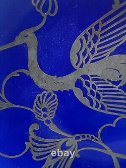 Vintage Enamel Silver Hutschenreuther 1814 Hohenberg Germany 8 Blue Bird Plate