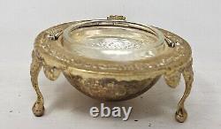Vintage English Marked Silver Plated Caviar Container Moving Hood Original Liner