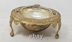 Vintage English Marked Silver Plated Caviar Container Moving Hood Original Liner