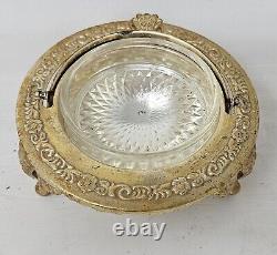 Vintage English Marked Silver Plated Caviar Container Moving Hood Original Liner