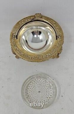 Vintage English Marked Silver Plated Caviar Container Moving Hood Original Liner
