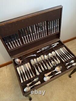 Vintage English Silver Plated/EPNS Cased Kings Pattern Cutlery Set 130 Piece