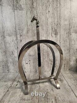 Vintage Equestrian Horse Head Silver Plated Magazine Rack Retro Holder