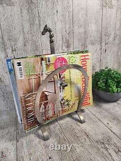Vintage Equestrian Horse Head Silver Plated Magazine Rack Retro Holder