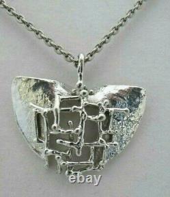 Vintage Etsuko Minowa Silver Plated Pendant And Chain Sweden