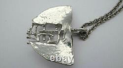 Vintage Etsuko Minowa Silver Plated Pendant And Chain Sweden