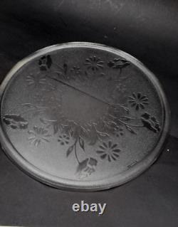 Vintage FRANCE 7Glass Plate in Silver Plated Round EPNS Large Tray 40cm Diameter