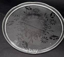 Vintage FRANCE 7Glass Plate in Silver Plated Round EPNS Large Tray 40cm Diameter